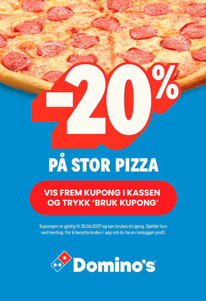 Domino´s - 20% Stor pizza 26/27